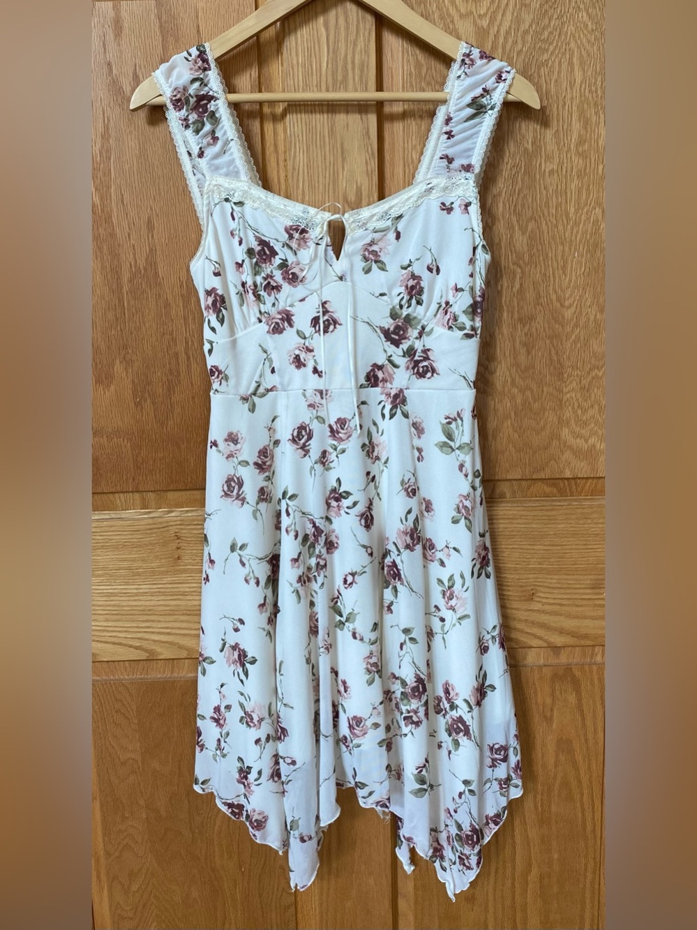 Kirious Los Angeles Floral Romantic Cottagecore Lace Trim Ivory Dress Size S